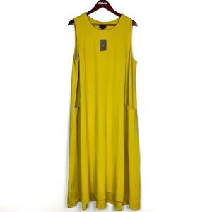 NWT J. Jill Wearever Collection Sleeveless Maxi Dress Chamomile Yellow Size XL